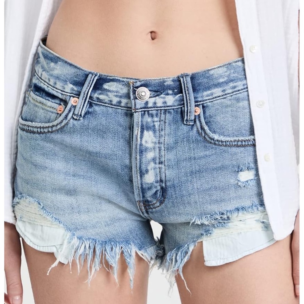 Free People We The Free Loving Good Vibrations cutoff denim shorts size 31